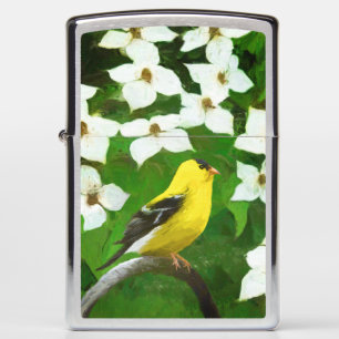 Goldfinch Painting - Cute Original Dog Art Zippo Lighter