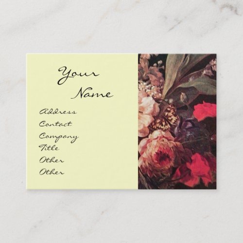GOLDFINCHPINK ROSES AND BUTTERFLY BUSINESS CARD