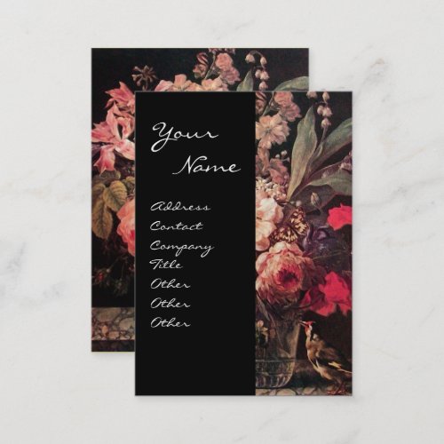 GOLDFINCHPINK ROSES AND BUTTERFLY BUSINESS CARD