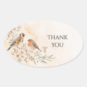 Goldfinch Robin Blossom Wedding Thank You Sticker
