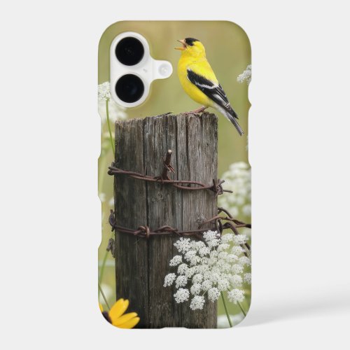 Goldfinch Singing on a Fence Post iPhone 17 Case