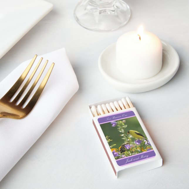 Goldfinch Spring Garden Wedding   Matchboxes (Insitu)