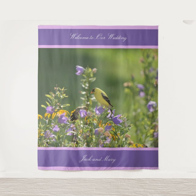Goldfinch Spring Garden Wedding  Tapestry (Front)