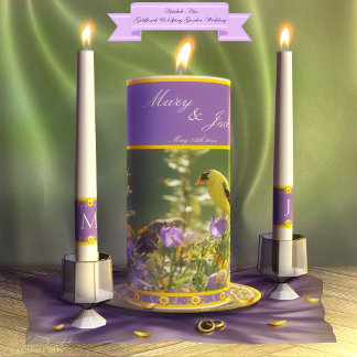 Goldfinch Spring Garden Wedding Unity Candle Set