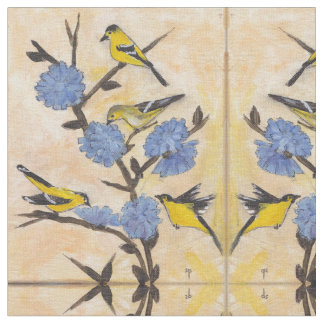 Goldfinches and Chicory. Fabric