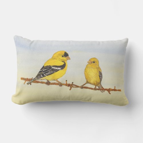Goldfinches in Love Lumbar Pillow