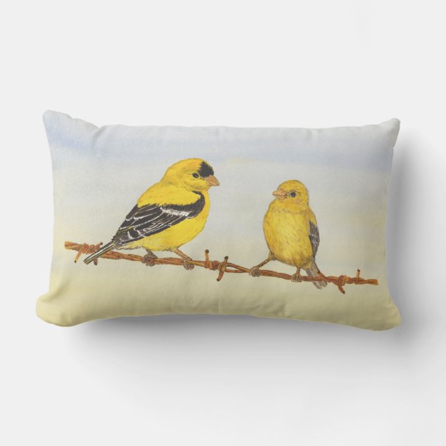 Goldfinches in Love Lumbar Pillow (Front)