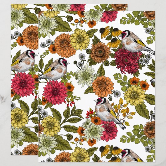 Goldfinches in the garden (Front/Back)