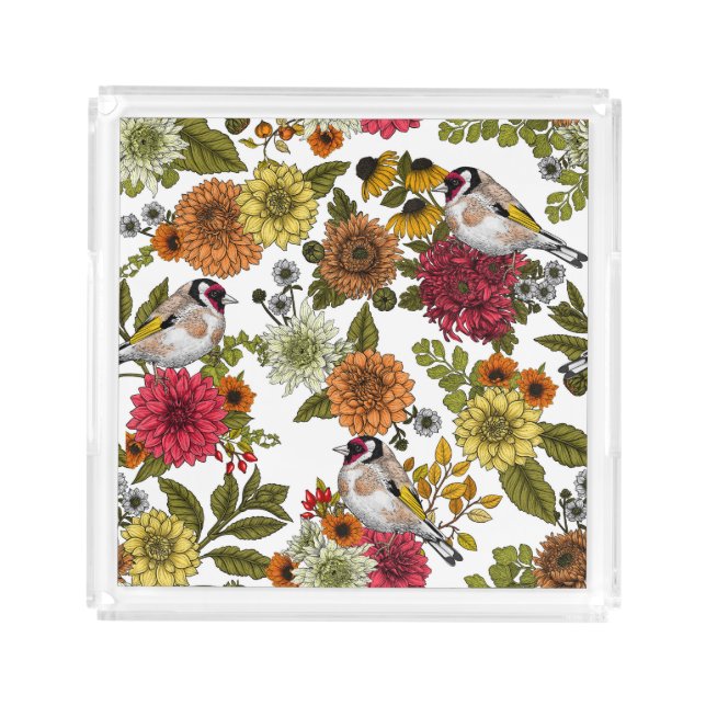 Goldfinches in the garden   acrylic tray (Front)