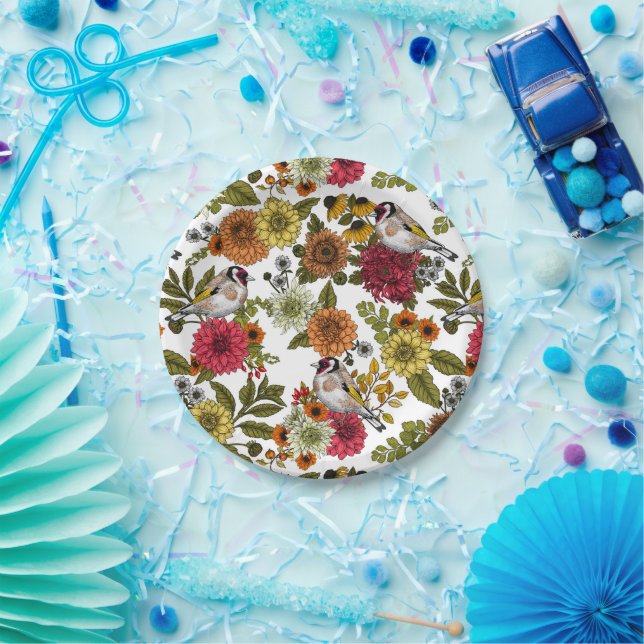 Goldfinches in the garden   paper plates (Party)