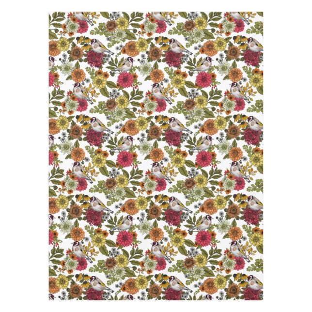 Goldfinches in the garden   tablecloth (Front)