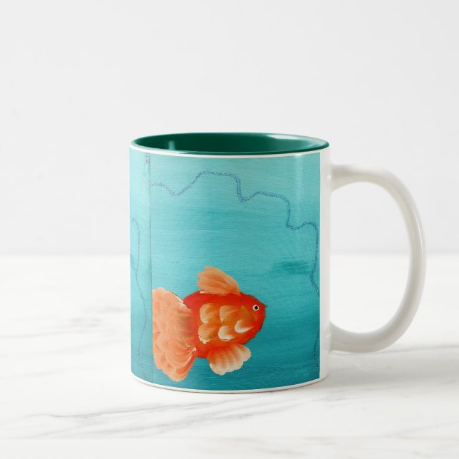 GOLDFISH A SWIMMING, GOLDFISH A SWIMMING, GOLDF... Two-Tone COFFEE MUG (Right)