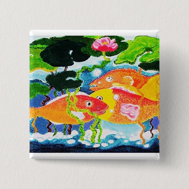Goldfish and waterlily button (Front)