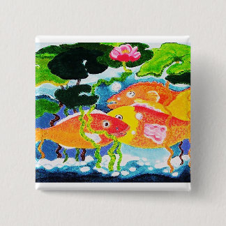 Goldfish and waterlily button