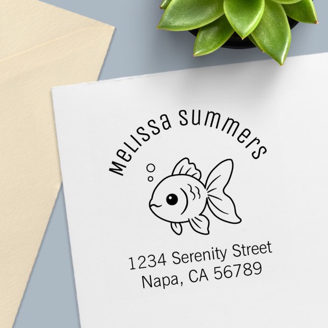 Goldfish Arch Address Self-inking Stamp (Creator Uploaded)