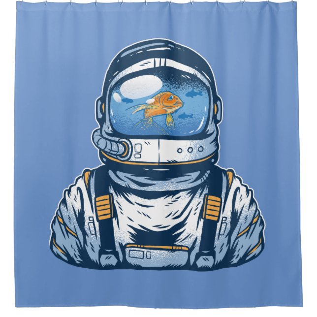 Goldfish Astronaut Shower Curtain (Front)