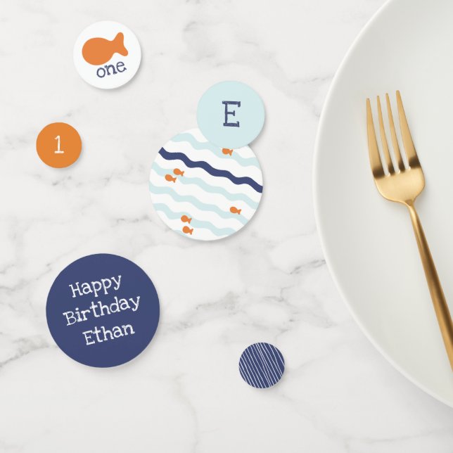 Goldfish Birthday Blue Orange White Confetti (Group)