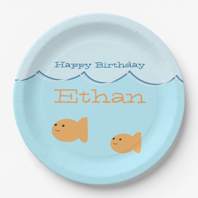 Goldfish Birthday Party Paper Plates (Front)