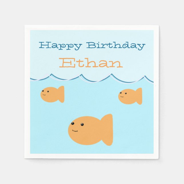 Goldfish Birthday Party Personalized Napkins (Front)