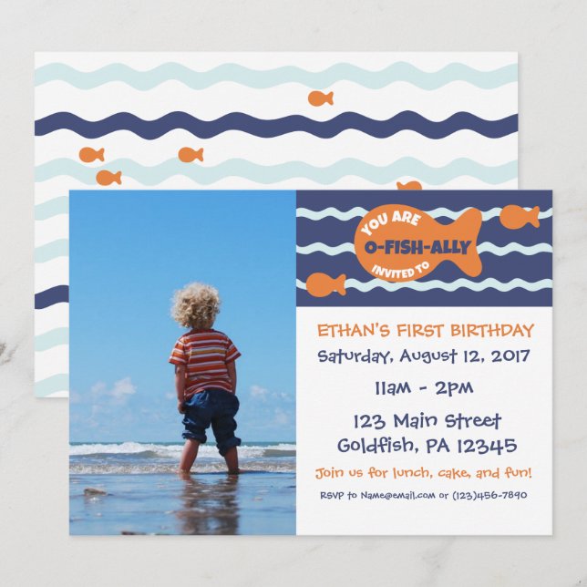 Goldfish Birthday Photo Party Invitation (Front/Back)