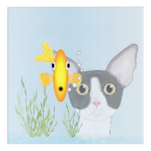 Goldfish Bowl and Cat Wall Art