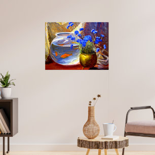 Goldfish Bowl and Flowers Poster