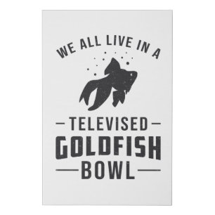 Goldfish Bowl Fishing Animal Aquarium Cute Fish Faux Canvas Print