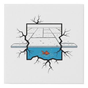 Goldfish Cracked Floor Wall Art Minimalist Canva