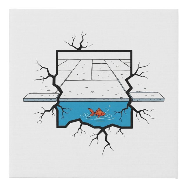 Goldfish Cracked Floor Wall Art | Minimalist Canva (Front)