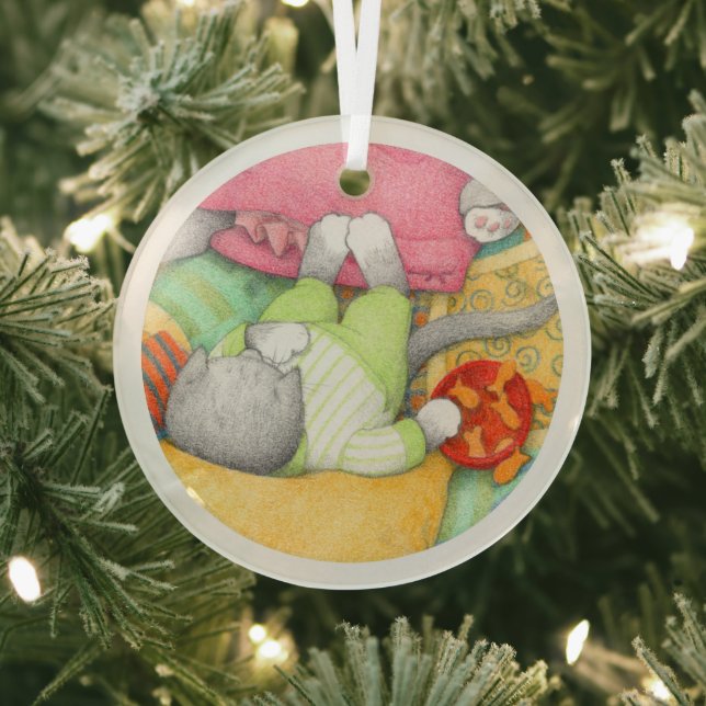 GOLDFISH CRACKERS KITTY Glass Circle Ornament (Insitu)