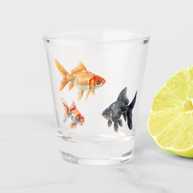 Goldfish Cute Fish Funny Shot Glass (Front)