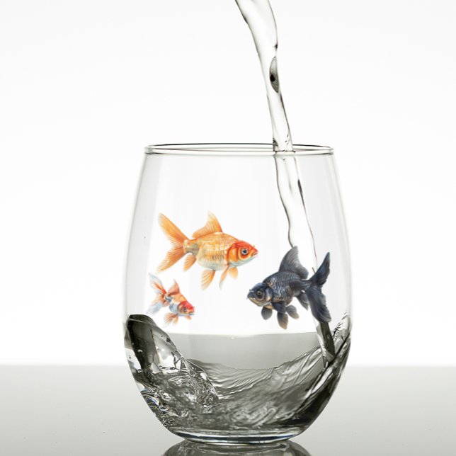 Goldfish Cute Fish Funny Stemless Wine Glass (Creator Uploaded)