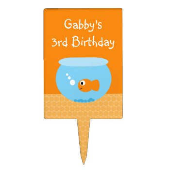 Goldfish Cute Personalized Kids Birthday Cake Pick by whimsydesigns at Zazzle