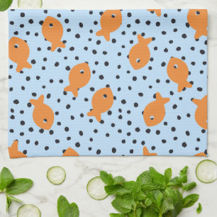 Goldfish Design Orange and Blue Kitchen Towel