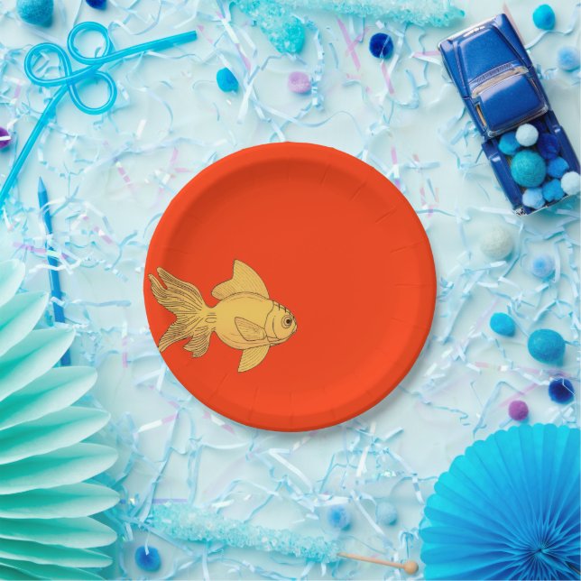 Goldfish Electric Orange Paper Plates (Party)
