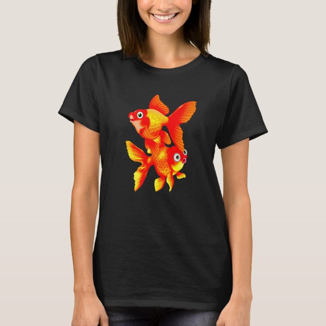 Goldfish Fancy Fantail Oranda Goldfish Aquarium Fi T-Shirt (Front)