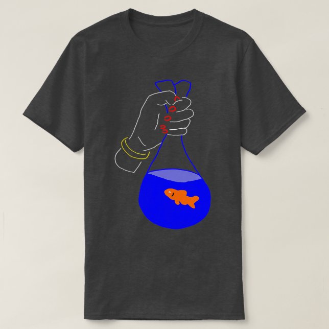 Goldfish Fish Bag Neon Illustration Gift T-Shirt (Design Front)