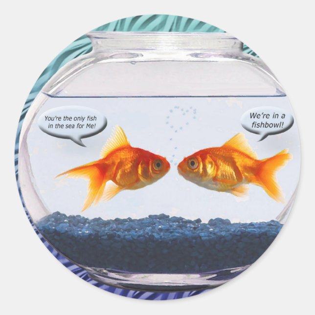Goldfish fishbowl humor classic round sticker (Front)