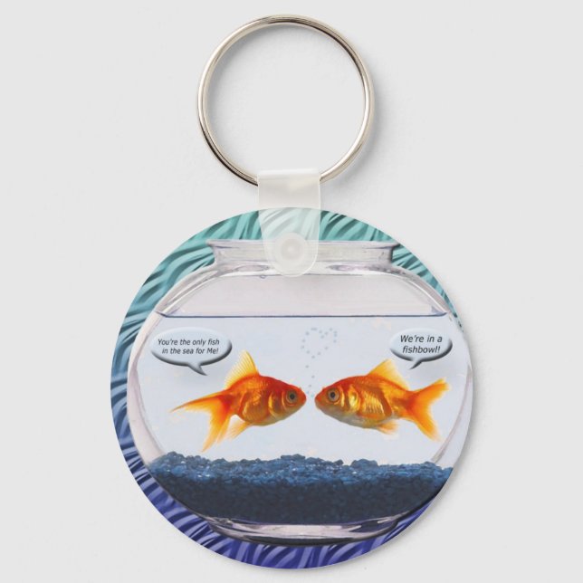 Goldfish fishbowl humor keychain (Front)