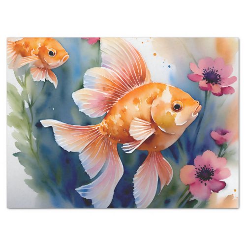 Goldfish Floral Watercolor Tissue Paper