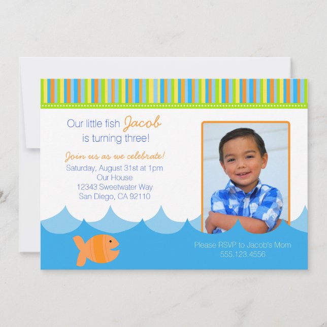 Goldfish Gold Fish Birthday Party Invitation (Front)
