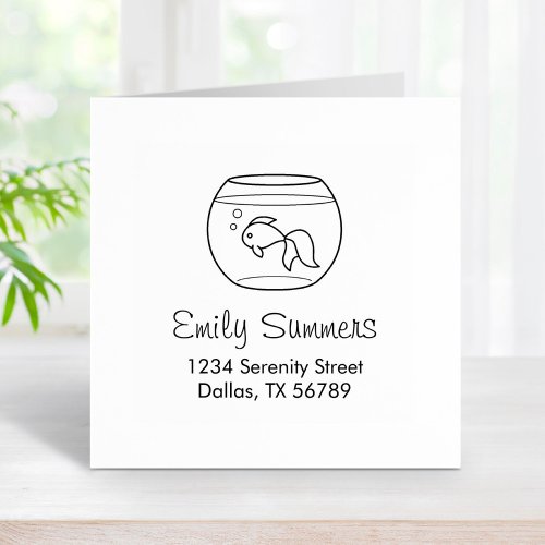 Goldfish in a Fish Bowl Address Rubber Stamp