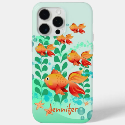 Goldfish in a turquoise ocean iPhone 15 pro max case