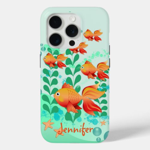 Goldfish in a turquoise ocean iPhone 15 pro case