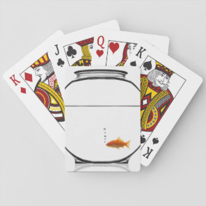 Goldfish in bowl playing cards
