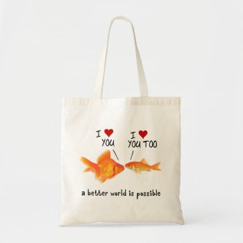 Goldfish In Love I Heart You Tote Bag by mystic_persia at Zazzle