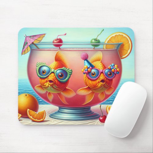 Goldfish In Party Punch Bowl Mouse Pad