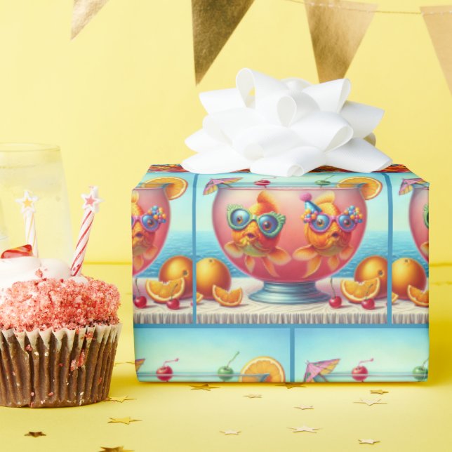 Goldfish In Party Punch Bowl Wrapping Paper (Birthday Party)