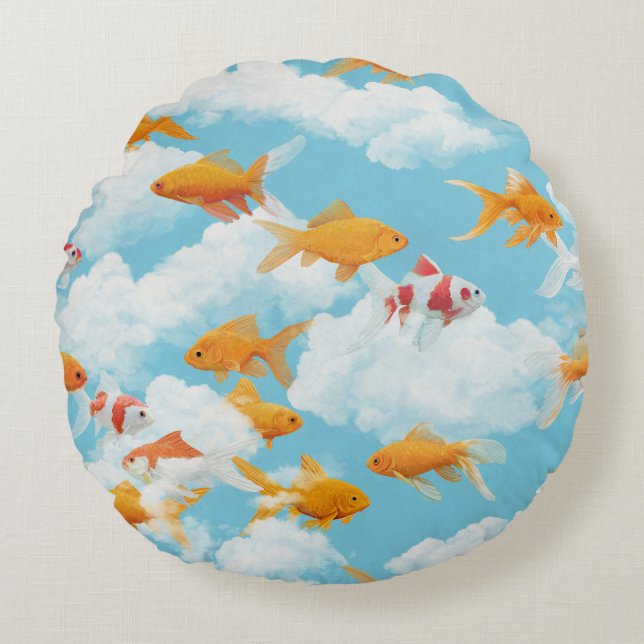 Goldfish in the Sky Round Pillow (Front)