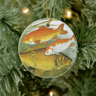 Goldfish Koi Fish, Vintage Marine Aquatic Sea Life Ceramic Ornament